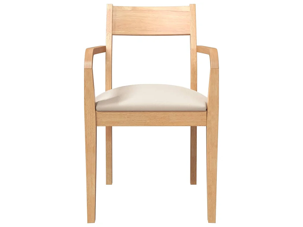 Chaises à manger coussins 2 pcs naturel bois massif caoutchouc