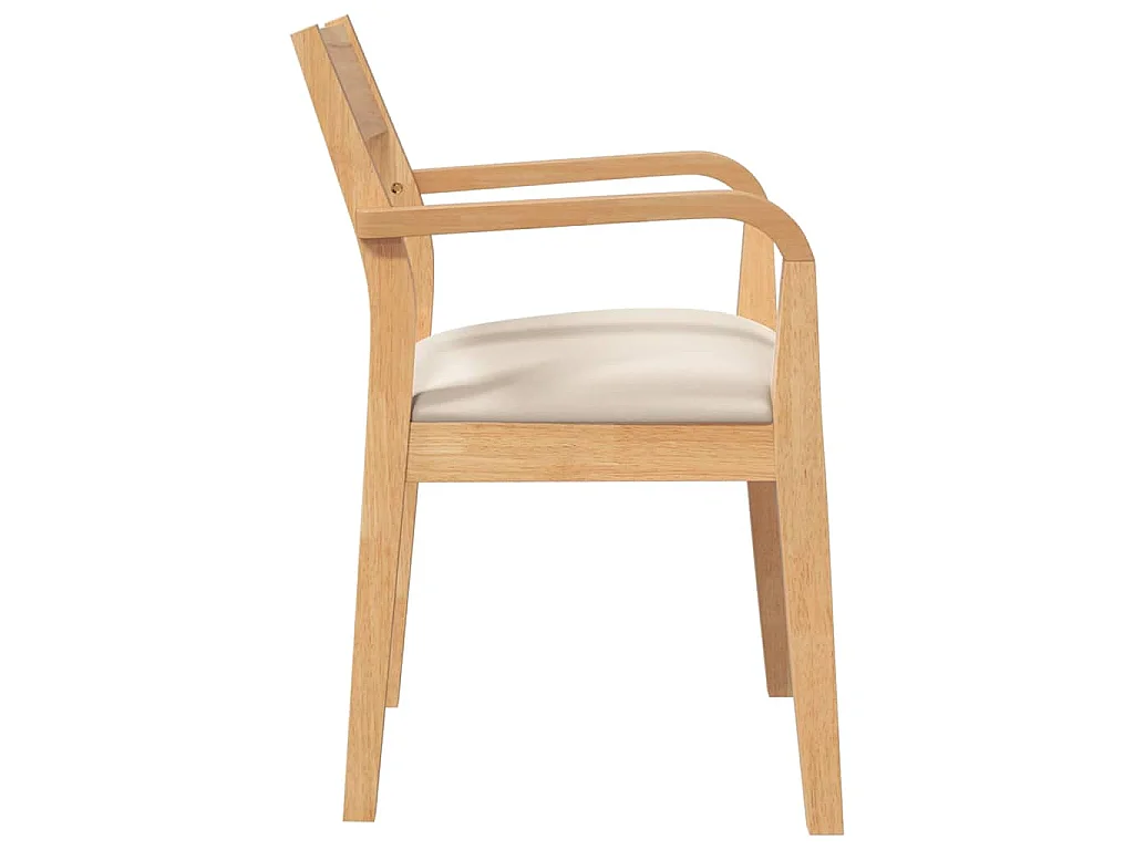 Chaises à manger coussins 2 pcs naturel bois massif caoutchouc