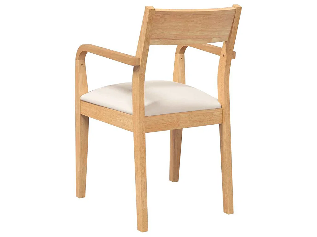 Chaises à manger coussins 2 pcs naturel bois massif caoutchouc