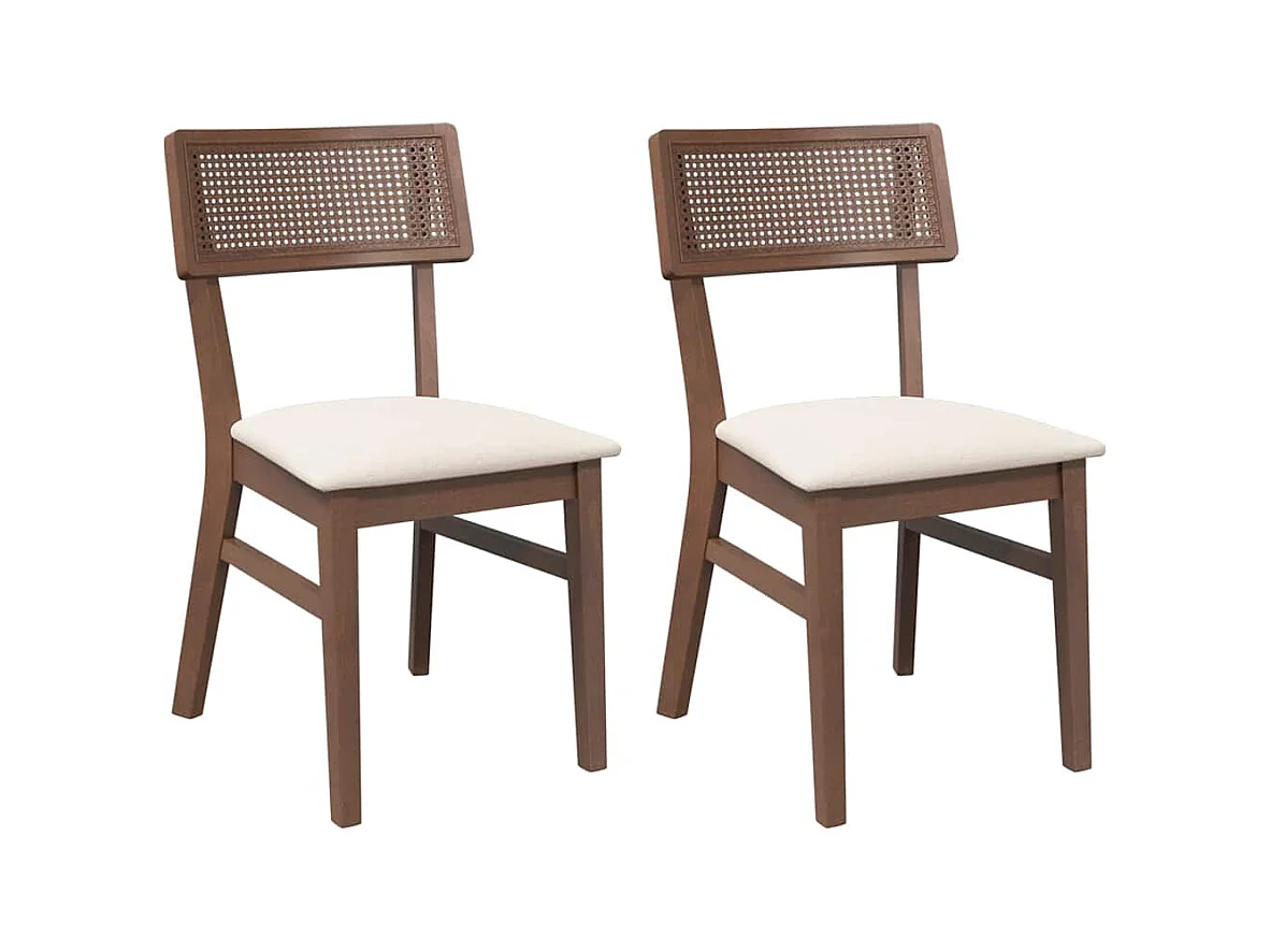 Eetkamerstoelen met kussens 2 st massief hout rubber bruin