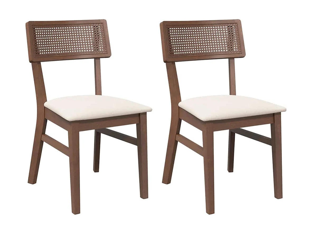 Sillas de comedor con cojines 2 uds madera maciza marrón caucho