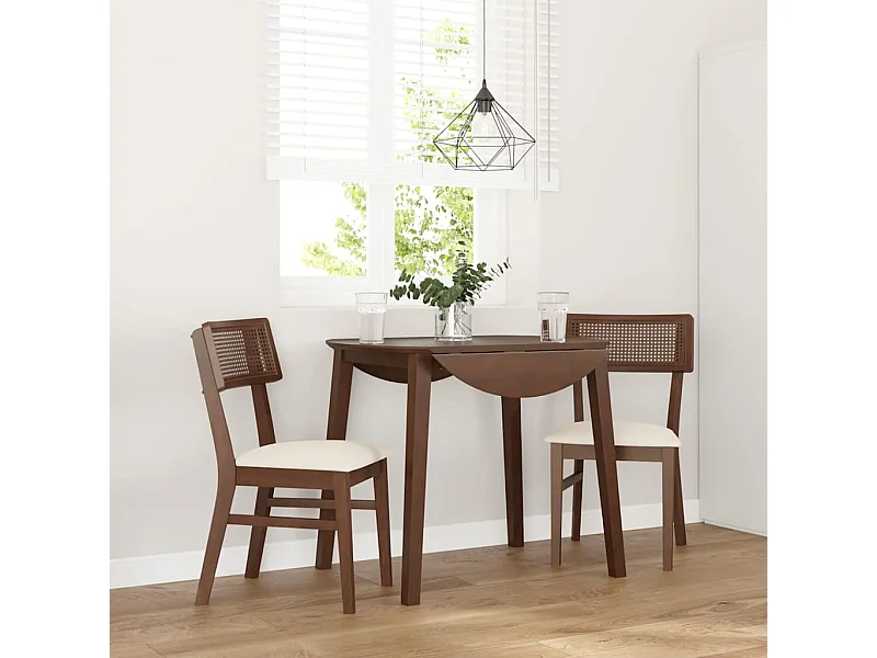 Eetkamerstoelen met kussens 2 st massief hout rubber bruin