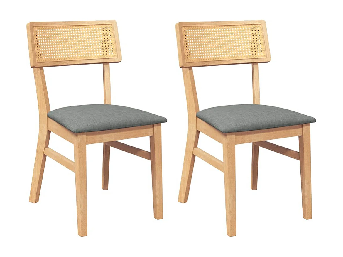Chaises à manger coussins 2 pcs bois massif caoutchouc