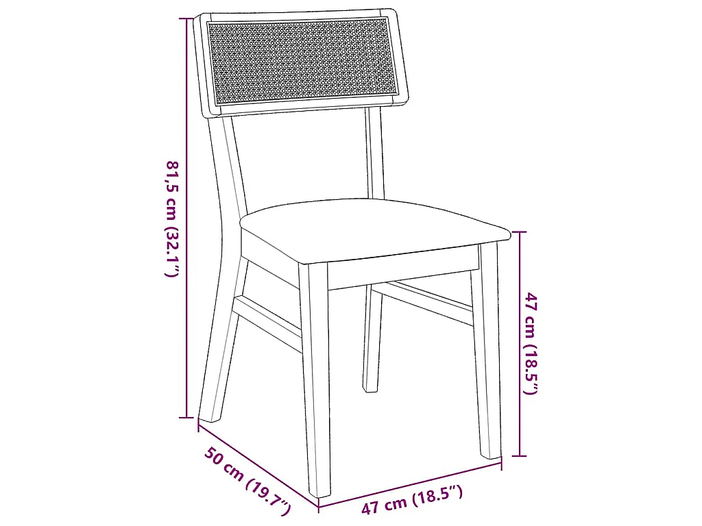 Chaises à manger coussins 2 pcs bois massif caoutchouc