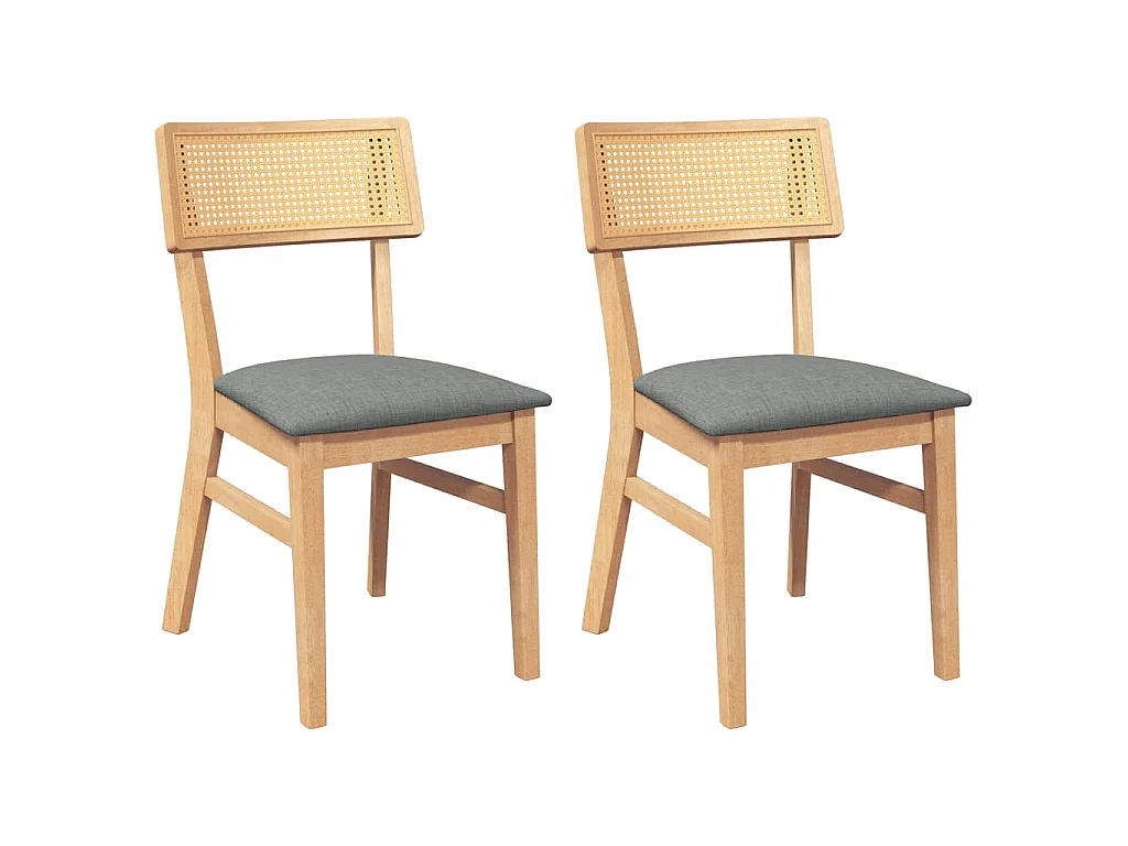 Chaises à manger coussins 2 pcs bois massif caoutchouc
