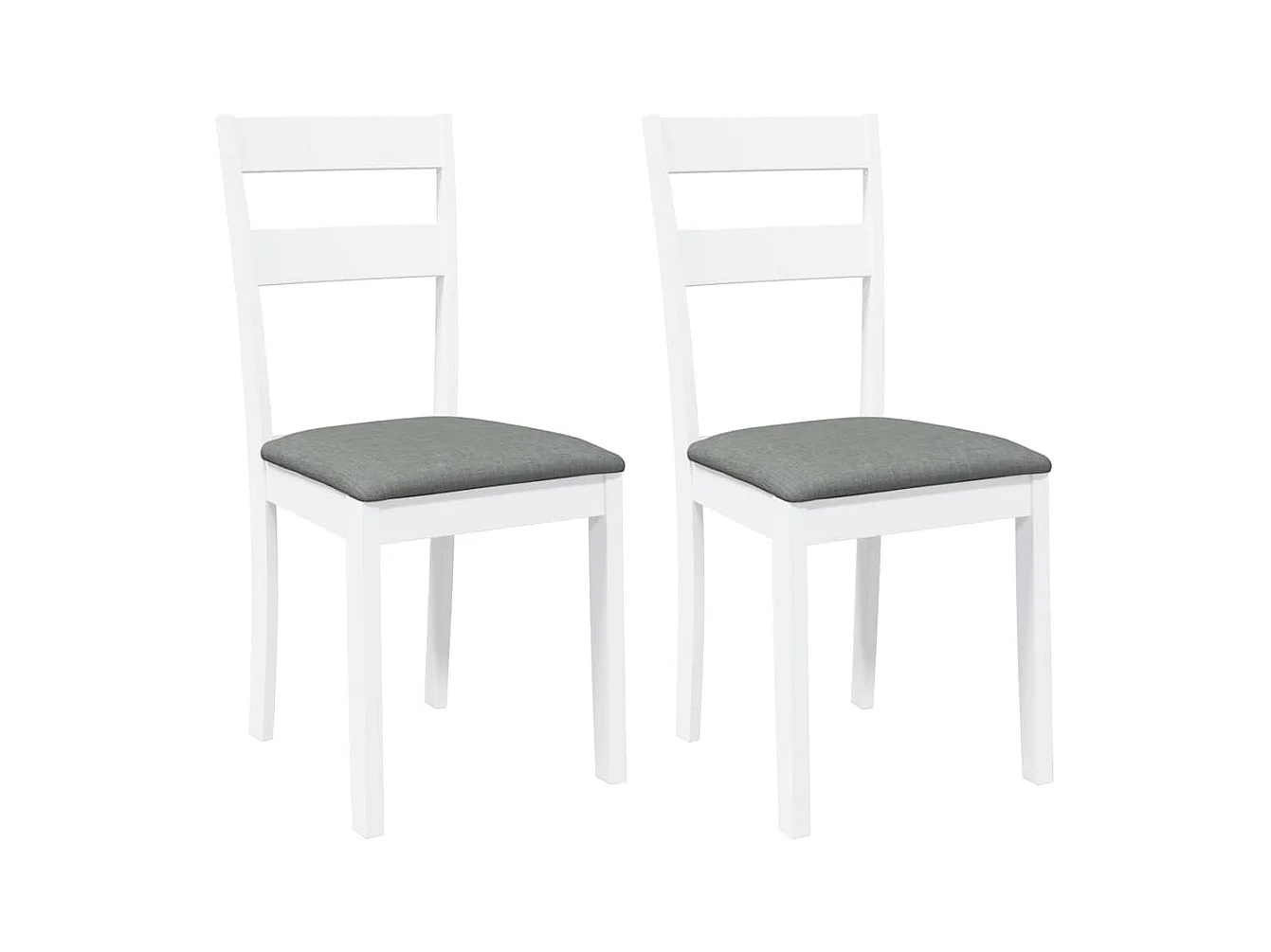 Esszimmerstühle mit Kissen 2 Stk. Weiß Massivholz Gummibaum