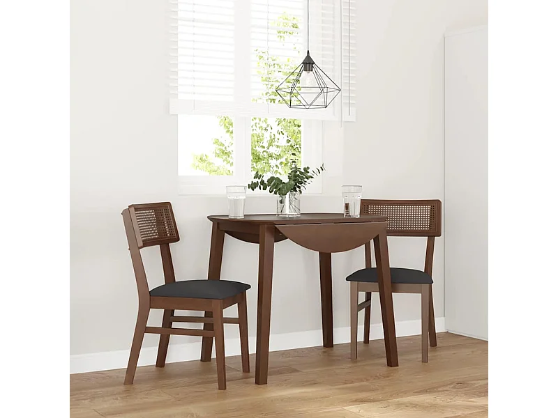 Sillas de comedor con cojines 2 uds madera maciza marrón caucho