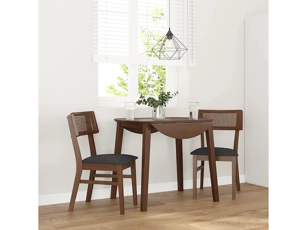 Chaises à manger coussins 2 pcs marron bois massif caoutchouc