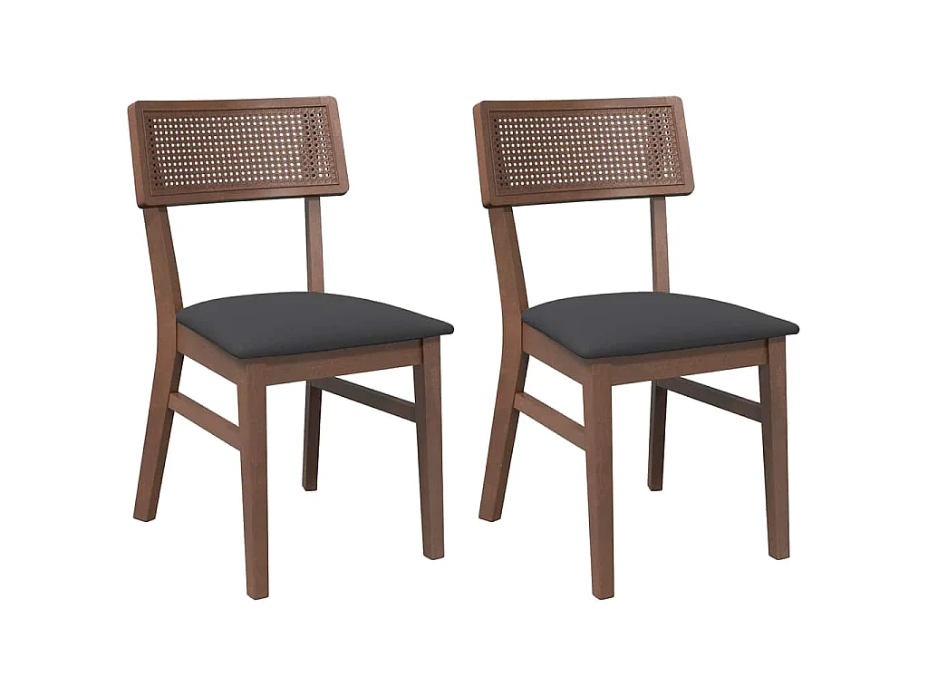 Eetkamerstoelen met kussens 2 st massief hout rubber bruin