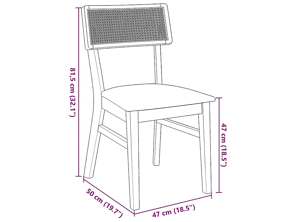 Eetkamerstoelen met kussens 2 st massief hout rubber bruin