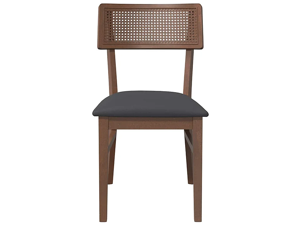 Eetkamerstoelen met kussens 2 st massief hout rubber bruin