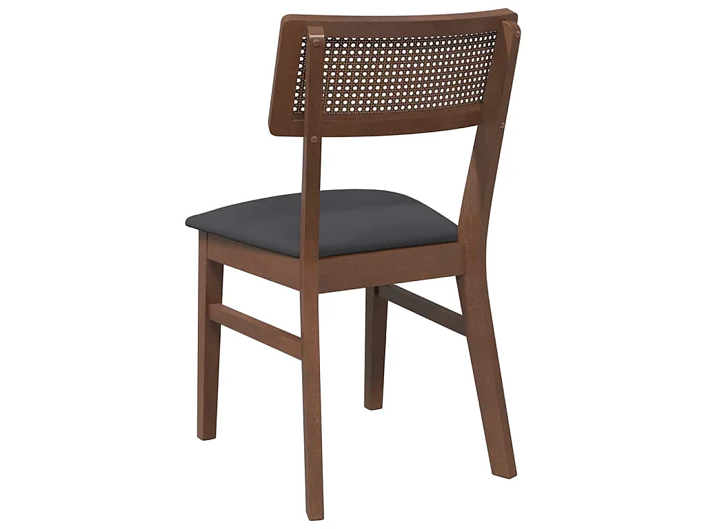 Eetkamerstoelen met kussens 2 st massief hout rubber bruin