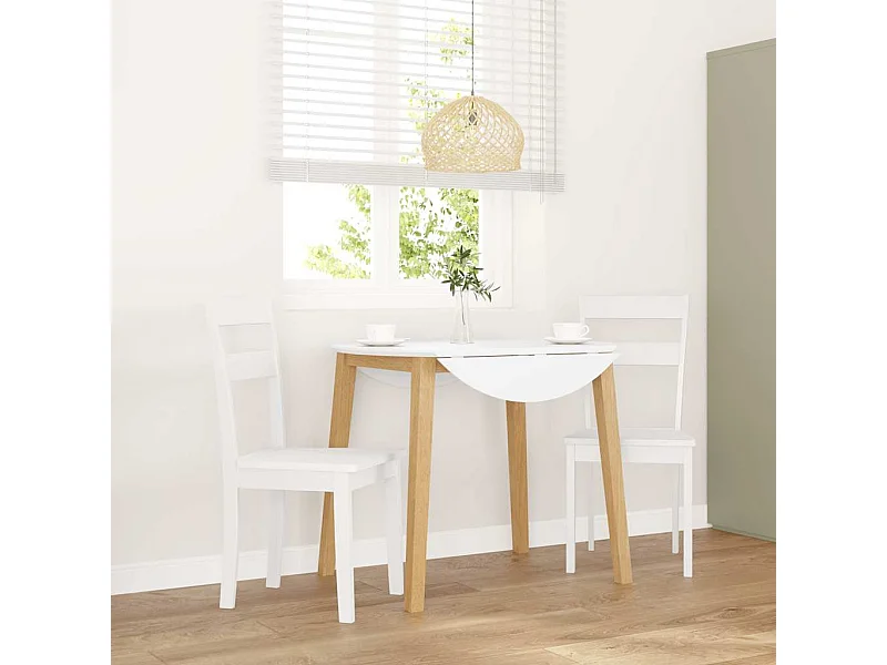 Eetkamerstoelen 2 st massief hout rubber wit