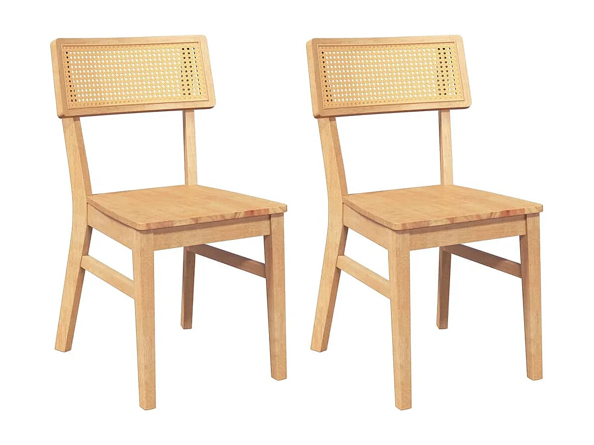 Eetkamerstoelen 2 st massief hout rubber