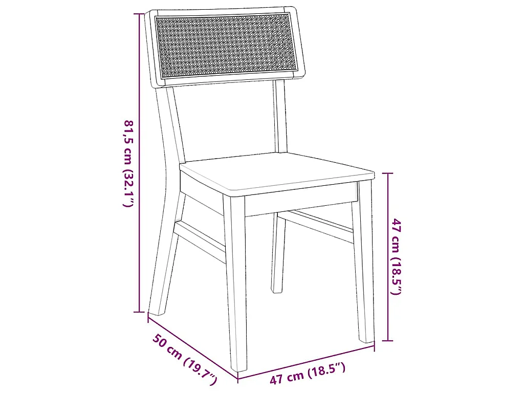 Eetkamerstoelen 2 st massief hout rubber