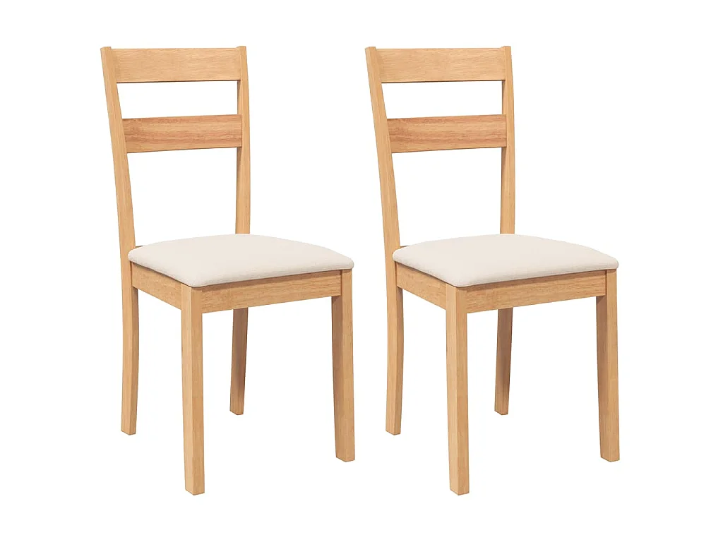 Cadeiras de jantar com almofadões 2 pcs madeira maciça natural