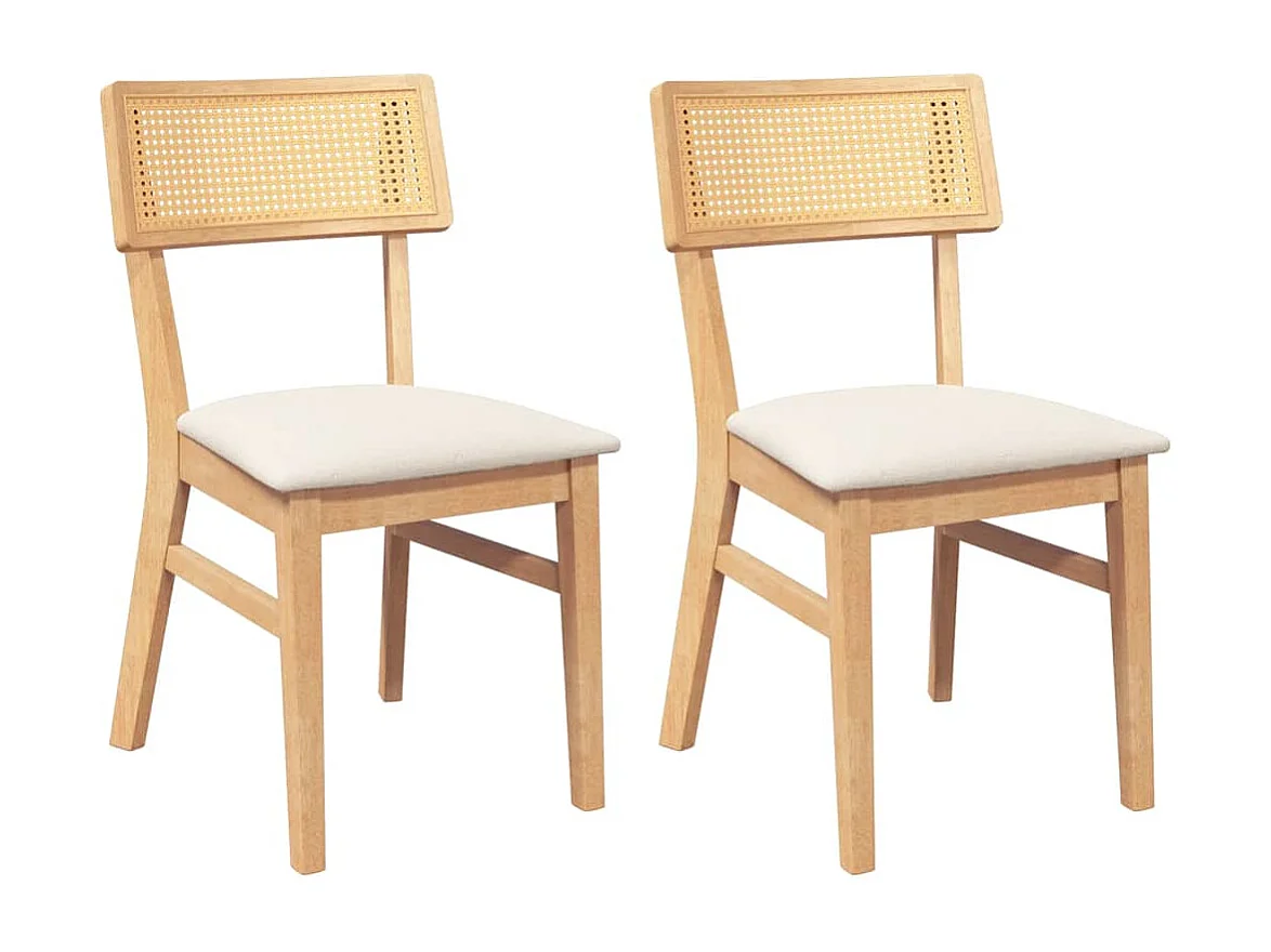 Chaises à manger coussins 2 pcs bois massif caoutchouc
