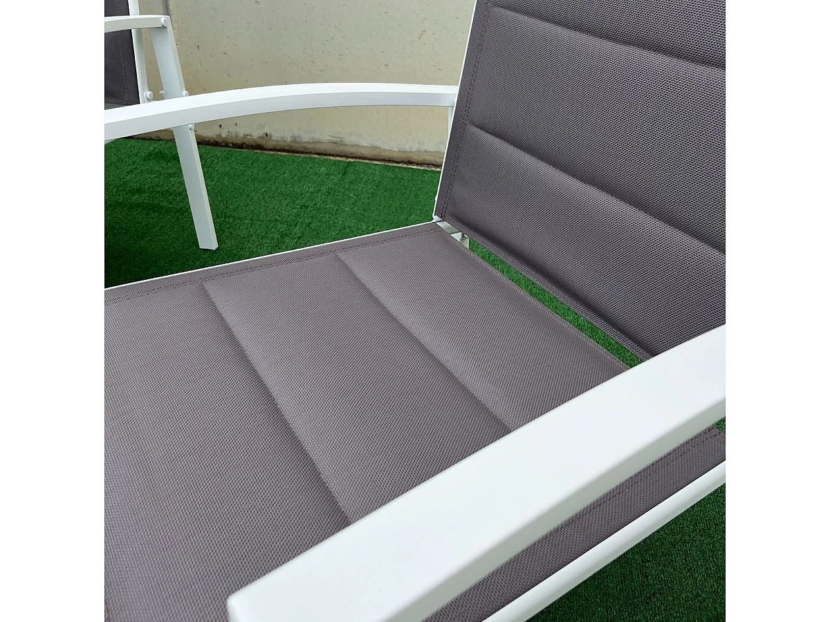 Conjunto de jardín Elba sofá doble + 2 sillas + mesa blanco/marrón