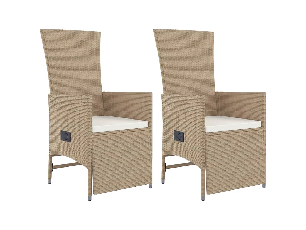 3-tlg. Garten-Essgruppe mit Kissen Beige Poly Rattan
