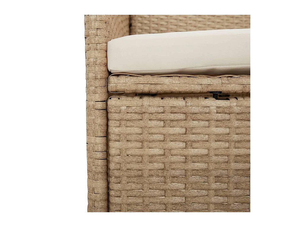 3-tlg. Garten-Essgruppe mit Kissen Beige Poly Rattan