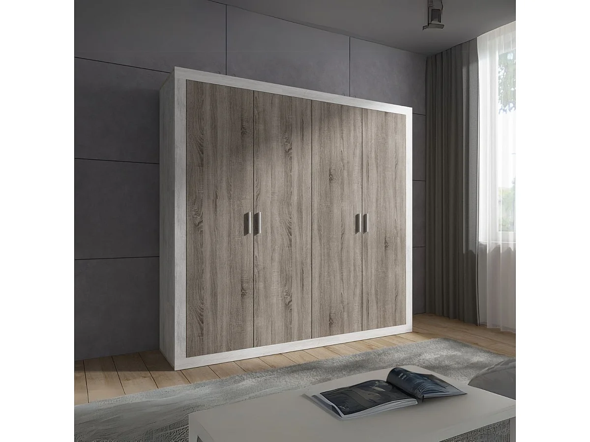Armario Sara 2 puertas abatibles trufa/cañón 208x196x49 cm