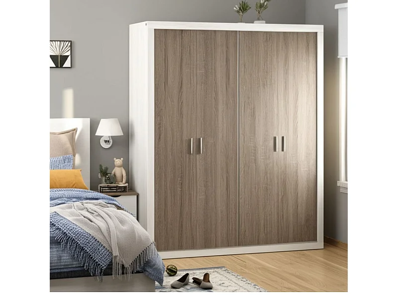 Armario Sara 2 puertas abatibles trufa/cañón 208x196x49 cm