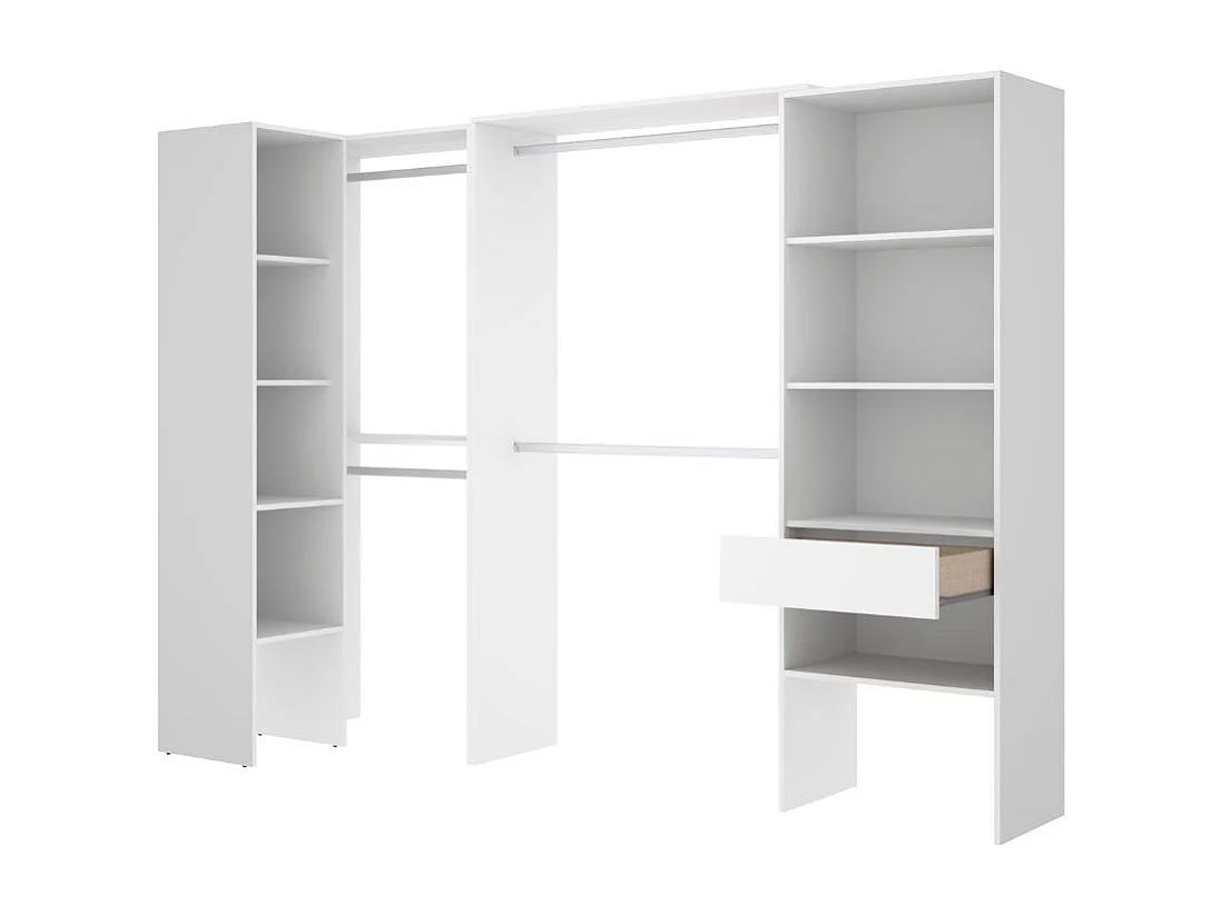 Armario vestidor Suit 2 módulos + 2 columnas + 4 barras blanco 187x248,5-198,5x79,5 cm