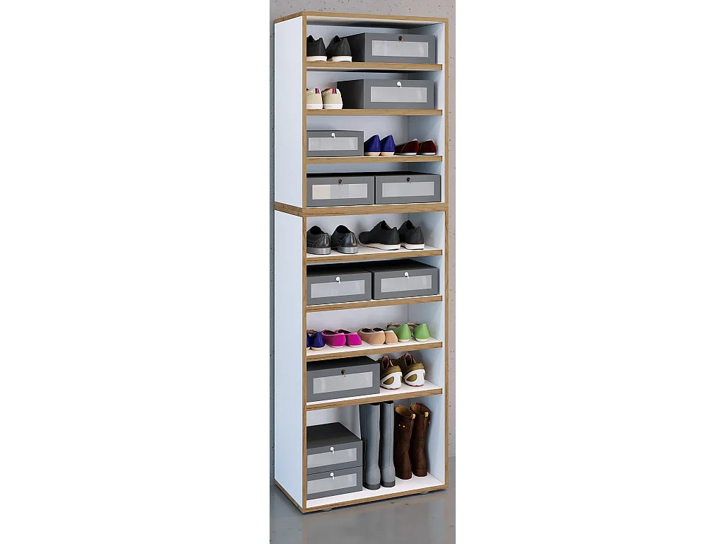 Shoe Shelf Salia White H. 183 x W. 60 x D. 33 cm
