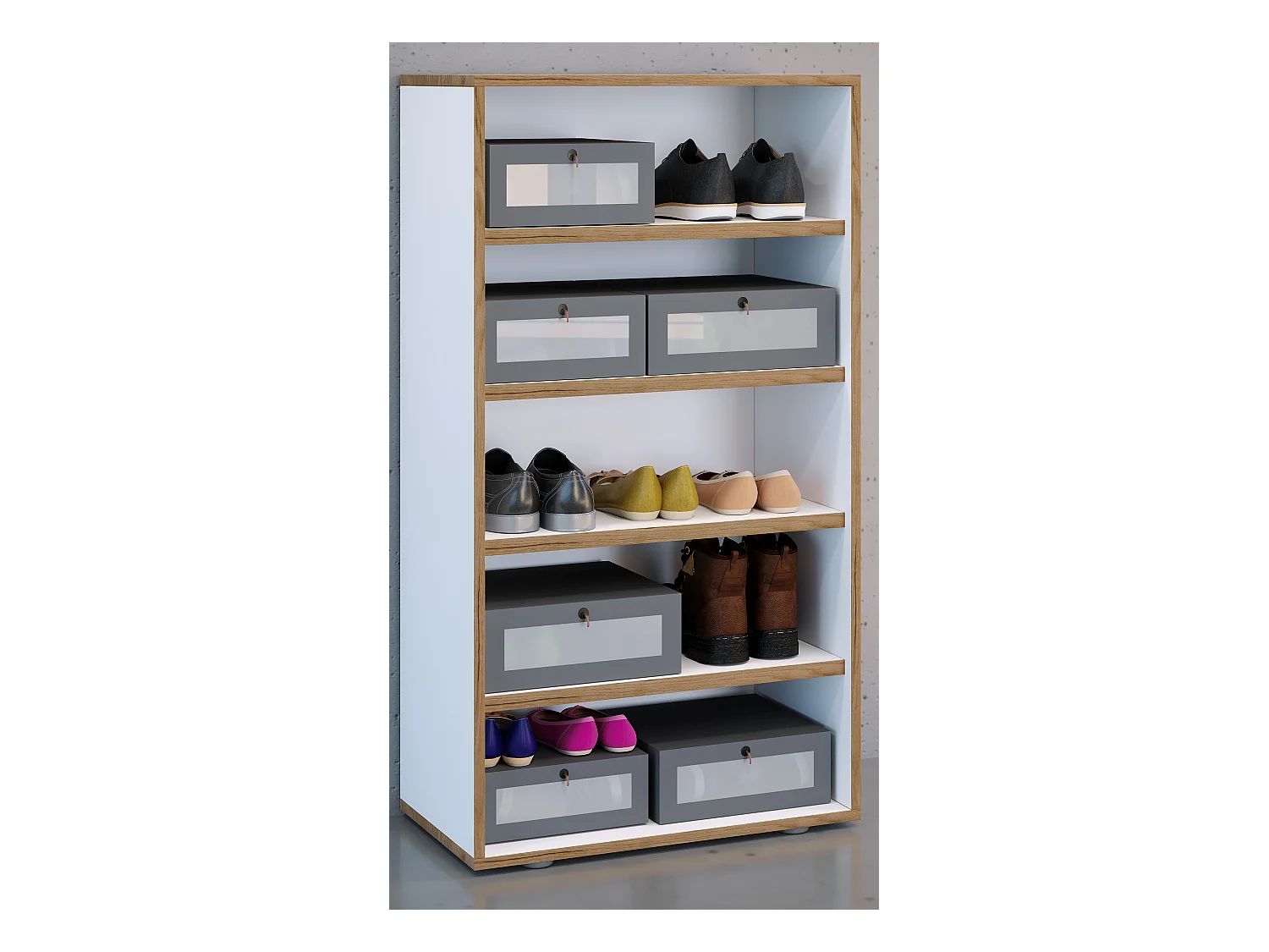 Shoe Shelf Salia White H. 110 x W. 60 x D. 33 cm