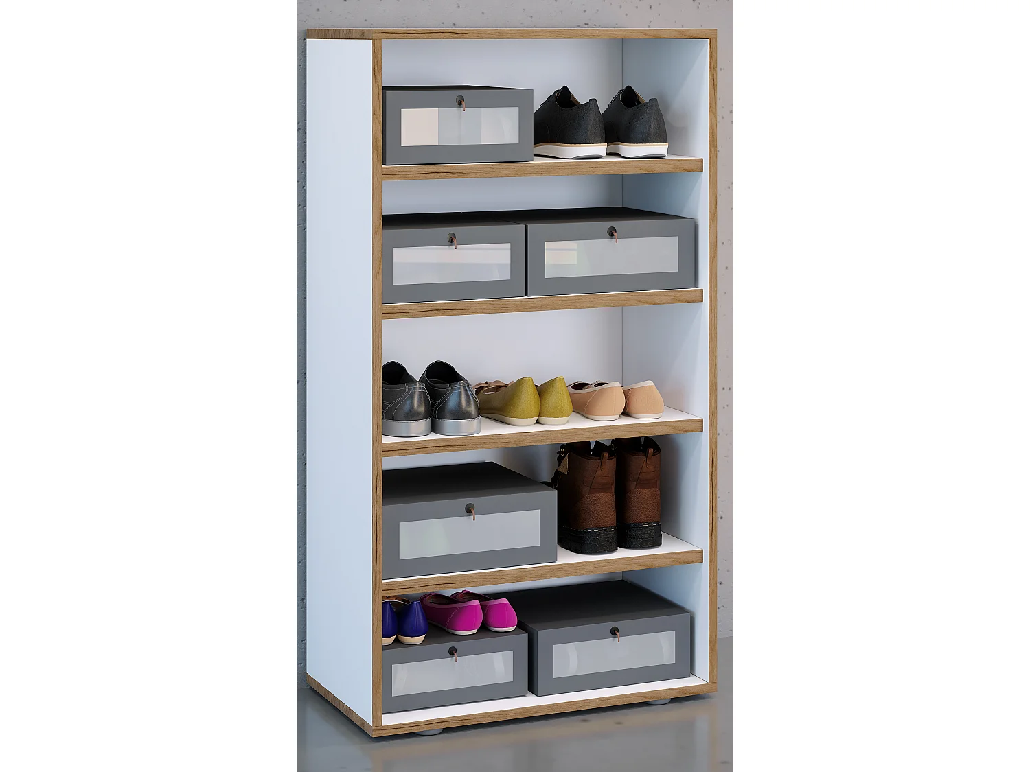 Shoe Shelf Salia White H. 110 x W. 60 x D. 33 cm