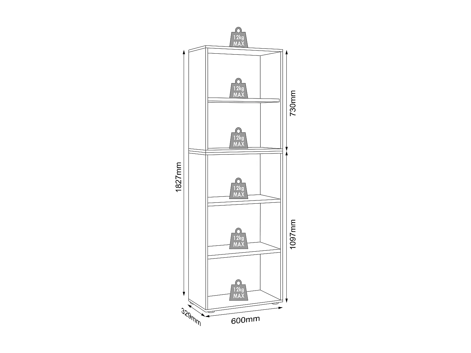 Shoe Shelf Salia White H. 110 x W. 60 x D. 33 cm