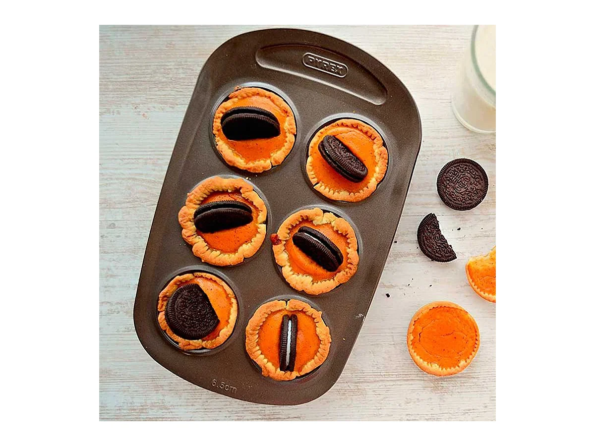 Moule a muffin - PYREX - 1452001 - Rond - Acier carbone - Antiadhésif - 6 cavités