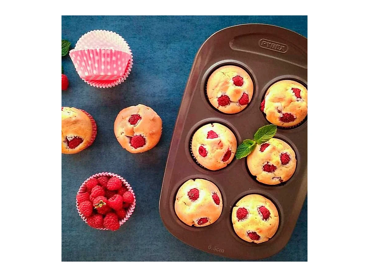 Moule a muffin - PYREX - 1452001 - Rond - Acier carbone - Antiadhésif - 6 cavités