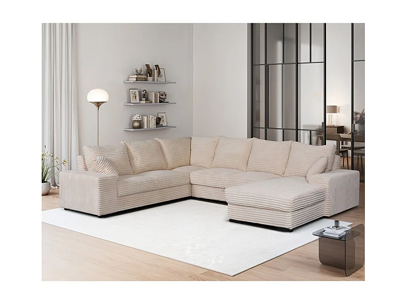 Canapé panoramique droit Diana velours beige