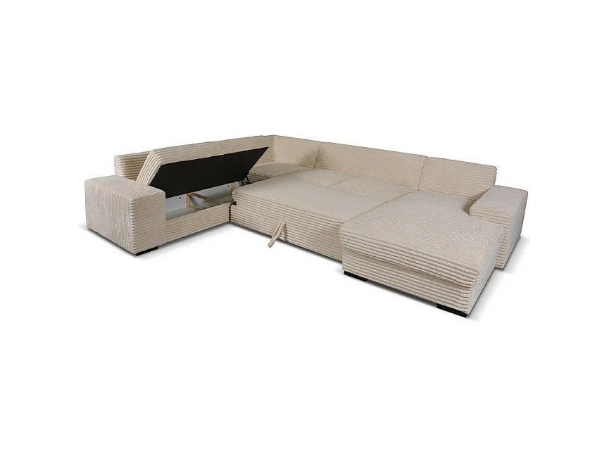 Canapé panoramique droit Diana velours beige