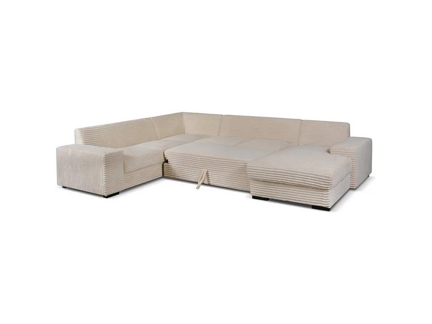 Canapé panoramique droit Diana velours beige