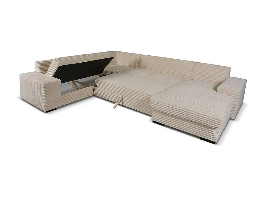 Canapé panoramique droit Diana velours beige