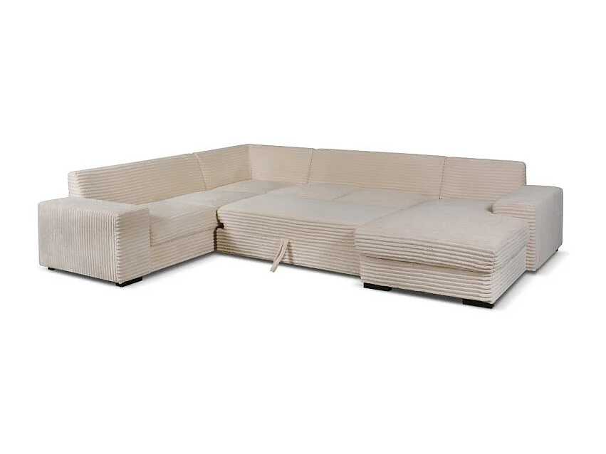 Canapé panoramique droit Diana velours beige