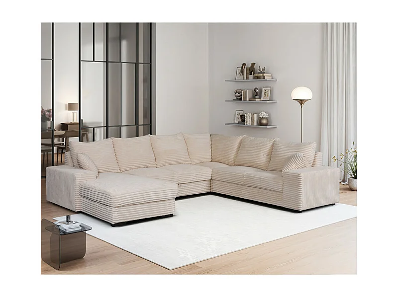 Canapé panoramique gauche Diana velours beige