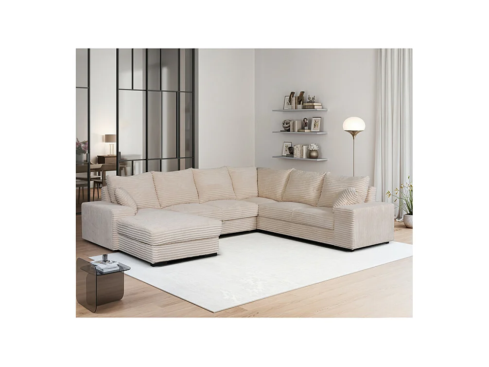 Canapé panoramique gauche Diana velours beige