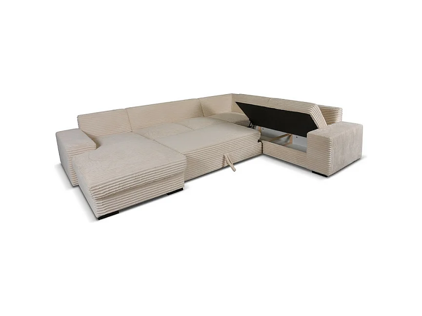 Canapé panoramique gauche Diana velours beige