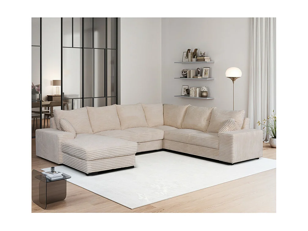 Canapé panoramique gauche Diana velours beige