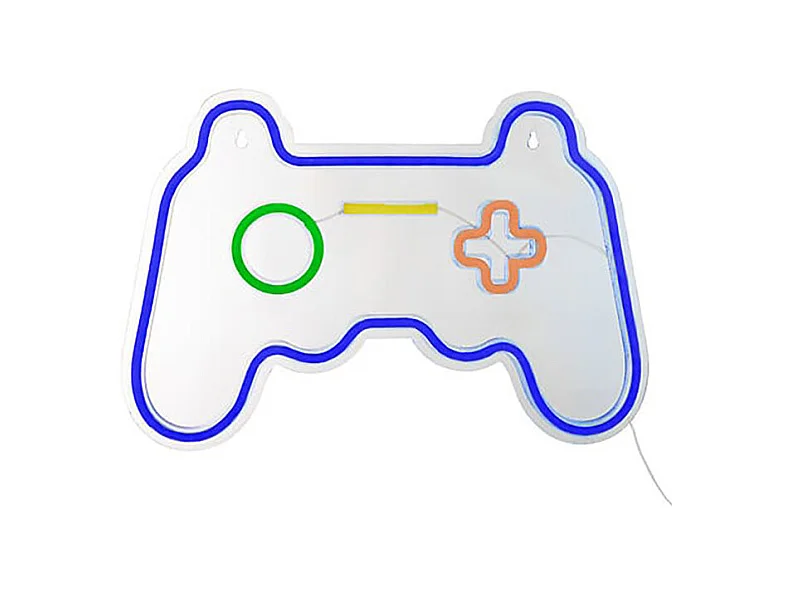 Lampe Murale Néon LED "Manette de Jeu" 41cm Bleu