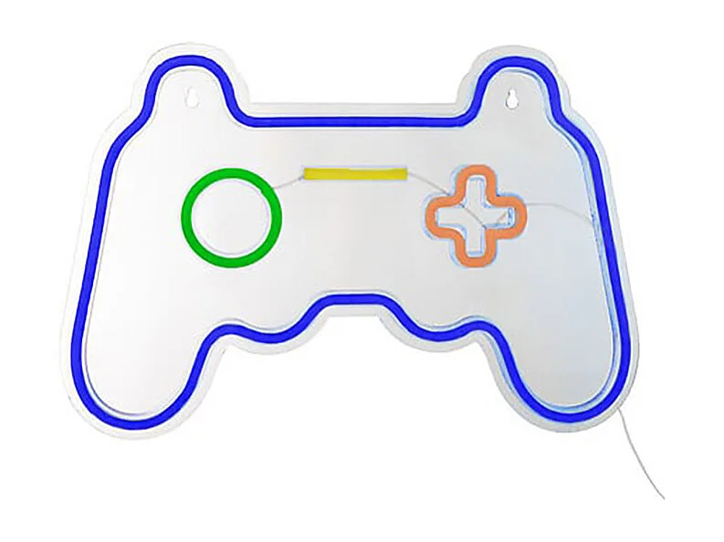 Lampe Murale Néon LED "Manette de Jeu" 41cm Bleu