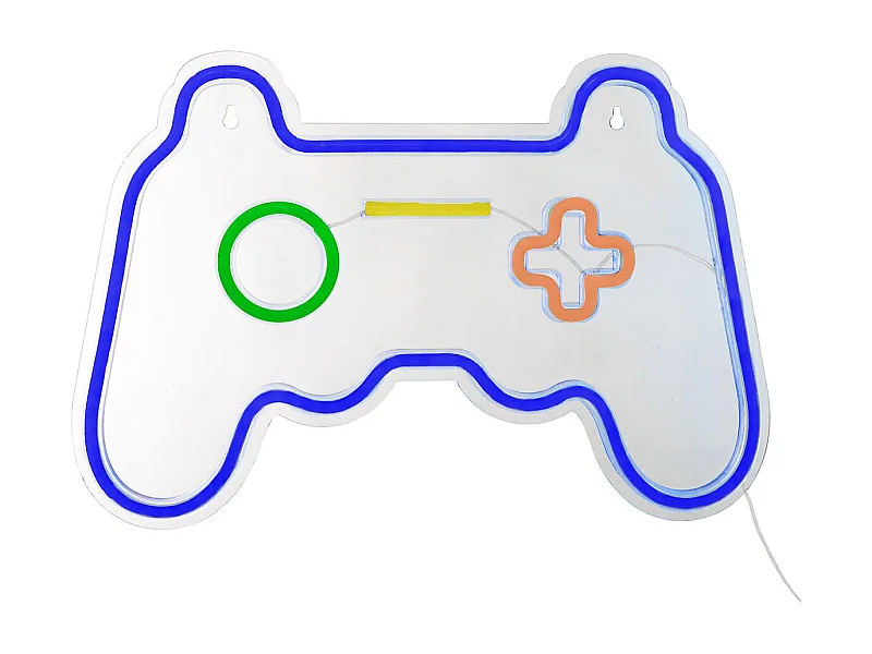 Lampe Murale Néon LED "Manette de Jeu" 41cm Bleu