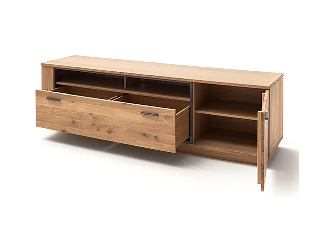 Meuble TV coloris chêne noueux - Longueur 210 x Hauteur 61 x Profondeur 50 cm