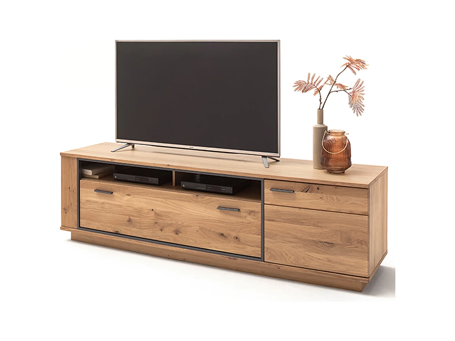 Meuble TV coloris chêne noueux - Longueur 210 x Hauteur 61 x Profondeur 50 cm