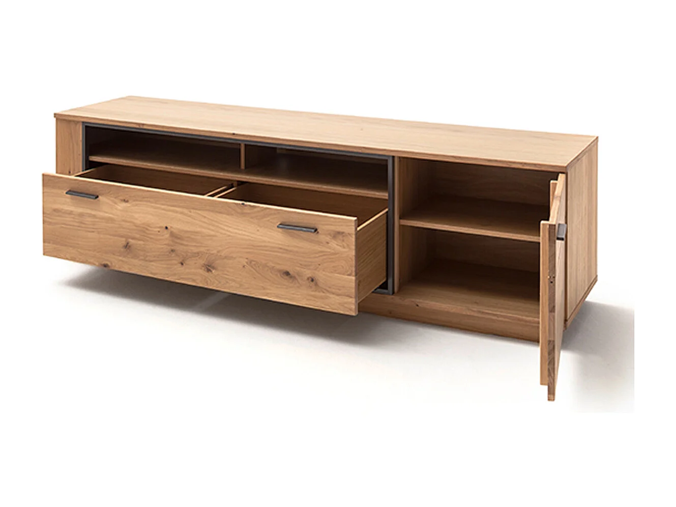 Meuble TV coloris chêne noueux - Longueur 210 x Hauteur 61 x Profondeur 50 cm