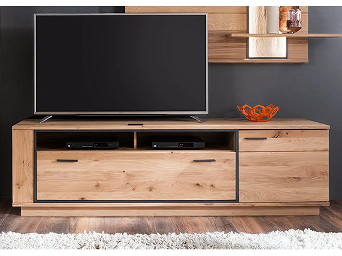 Meuble TV coloris chêne noueux - Longueur 210 x Hauteur 61 x Profondeur 50 cm