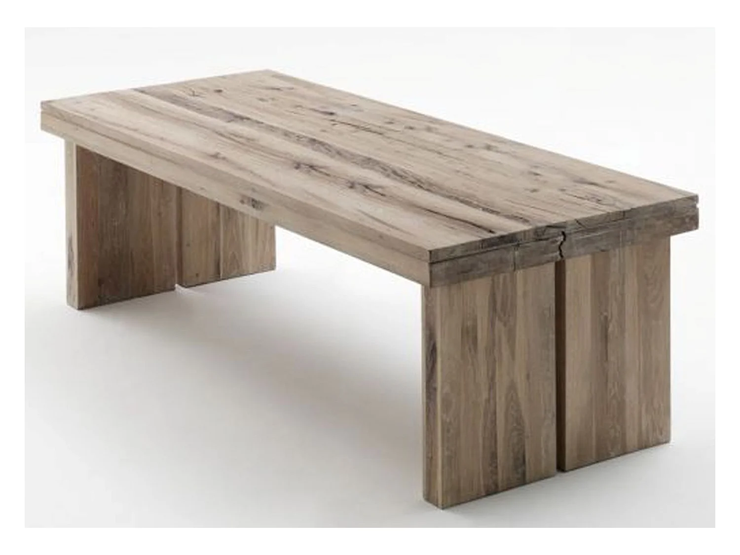 Table à manger rectangulaire en chêne chaulé laqué - L.220 x H.76 x P.100 cm